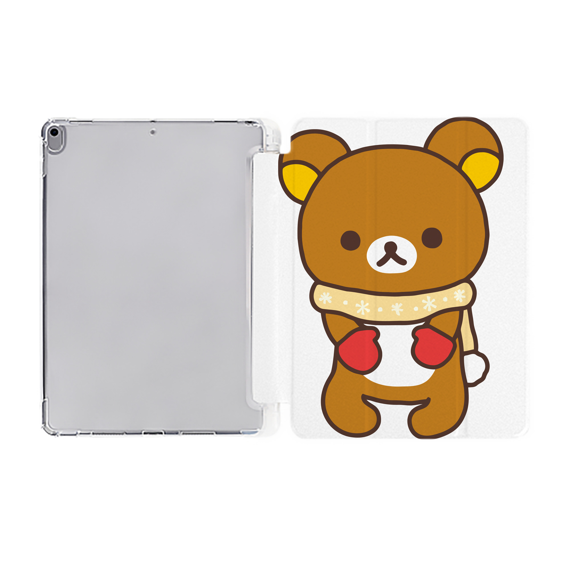（画像用） リラックマ リラックマ キイロイトリ Rilakkuma Korilakkuma Kiiroitori IPad ケース ペン収納付き 三つ折りスタンド PUレザー×シリコン 対応機種9.5/10.5/10.9インチ